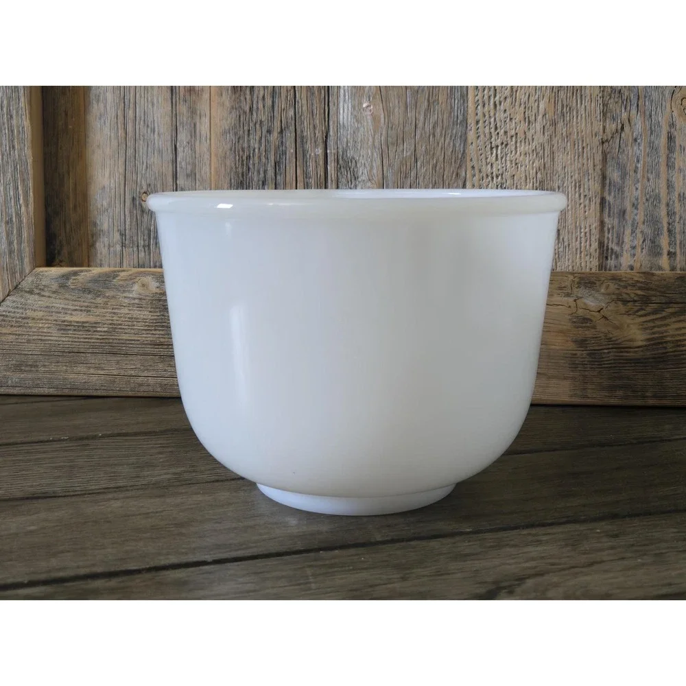 Vintage Glasbake Sunbeam Classic White Milk Glass Mixing Bowl With Pour Spout 7